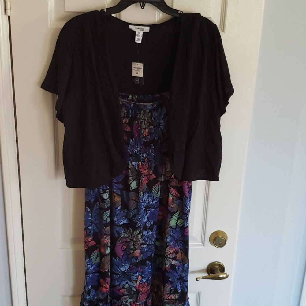 NWT Style & Co 2pc Maxi w Shrug 2X